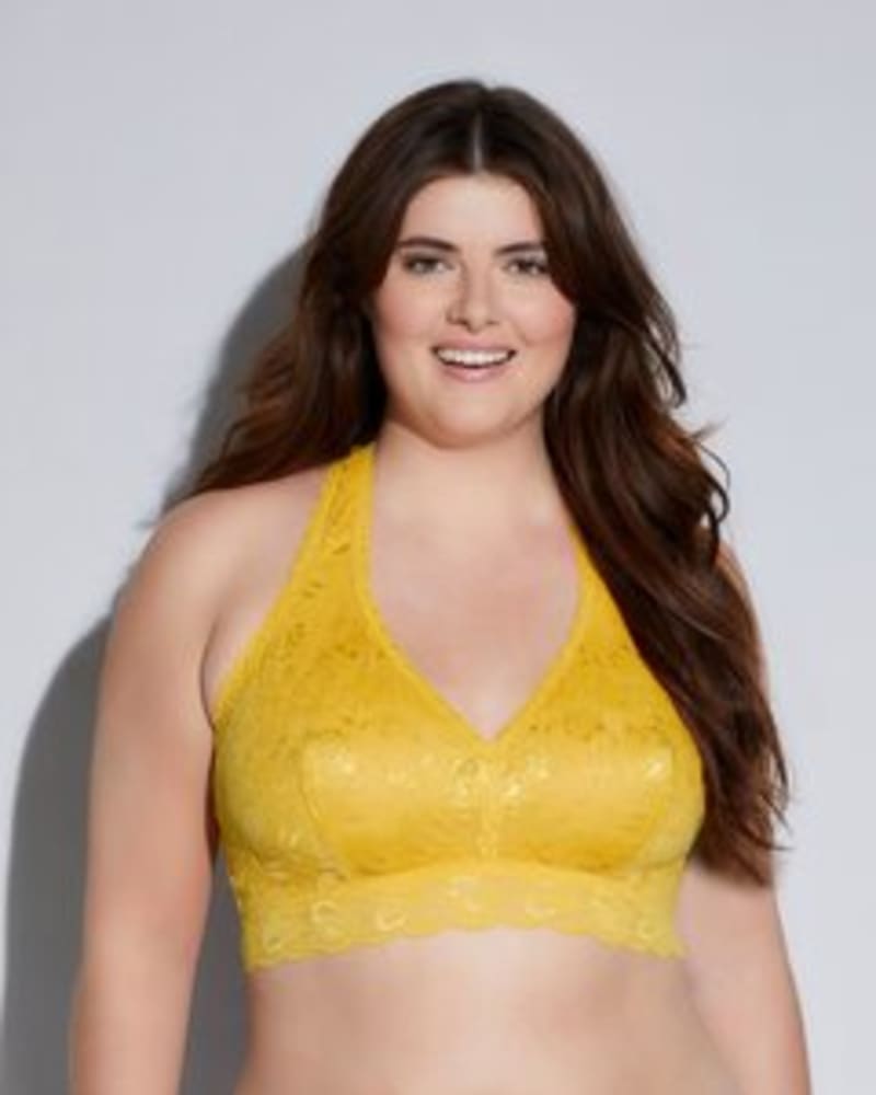Front of a model wearing a size 1X Racie Racerback Bralette in Serengeti Sun by Cosabella. | dia_product_style_image_id:253638